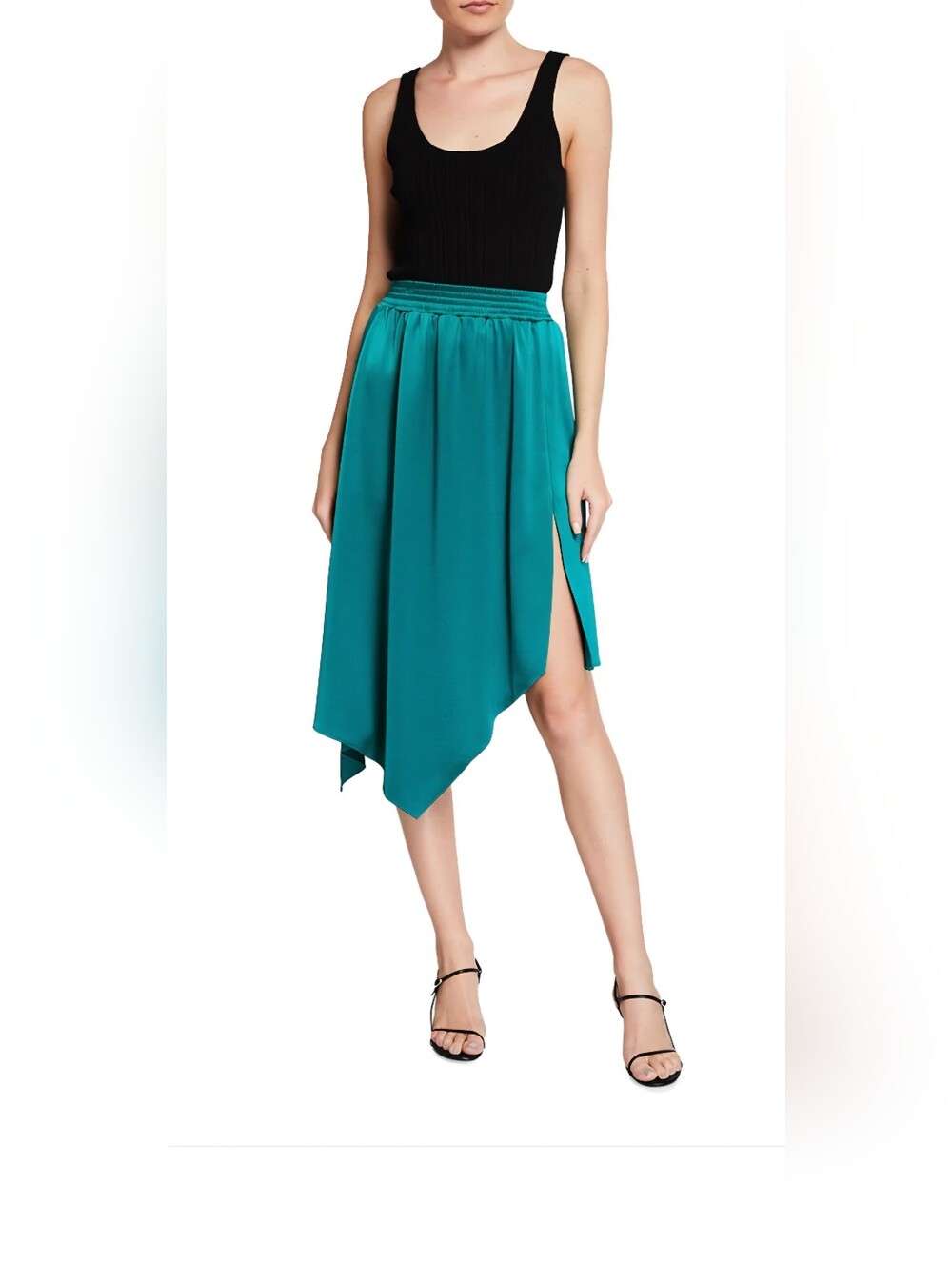 NEW Alice + Olivia Angelique Smocked-Waistband Asymmetric Skirt